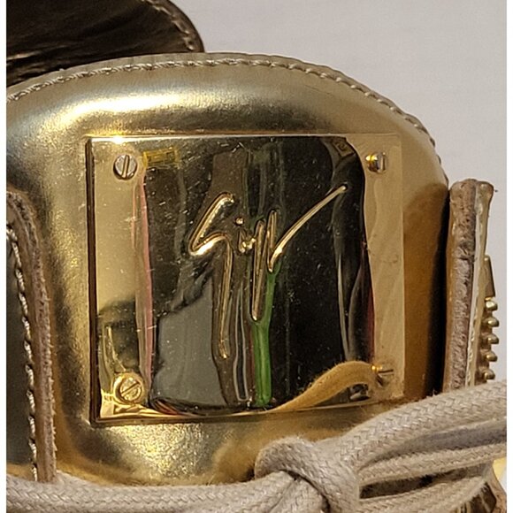 Giuseppe Zanotti  London Mirrored Leather  Chain High 'Vegas Gold'  hi-top sneak - Picture 10 of 16